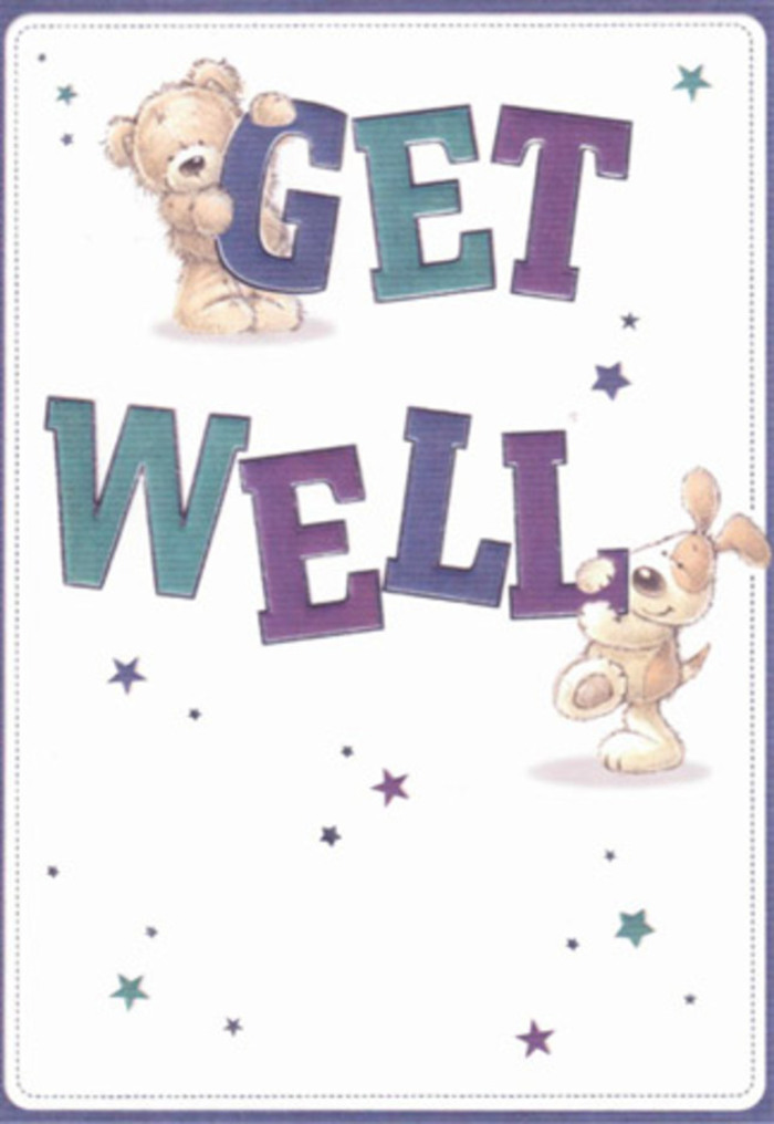 In this enchanting get well card, the gentle spirit of Harrow on the Hill is woven into every detail, offering reassurance and joy in equal measure. Two endearing friends-a snuggly bear and a sprightly puppy-take centre stage, their postures and playful energy suggestive of a heartfelt partnership dedicated to cheering someone's day. The bold typography, shaded in uplifting indigo and soft teal, anchors the design with cheerful intent, each letter animated as though bouncing with happiness along the leafy Finchley Road. Surrounding the duo, a constellation of twinkling stars in blues, purples, and aquas dances across the creamy white field, bestowing an atmosphere of hope and possibility reminiscent of a clear night over Harrow's landmark vistas. The bear's fur is depicted with fluffy textures, while the puppy's velvety ears add a touch of tactile comfort, inviting imagery of soft floral petals in a hand-tied bouquet. This bright, airy composition is suffused with positivity, crafted to lift the spirits the same way a fresh bouquet from Florist Harrow on the Hill might. The card delivers a gentle encouragement, its artistry an embrace for anyone on the mend, nurtured by the care and friendship that define our community.
