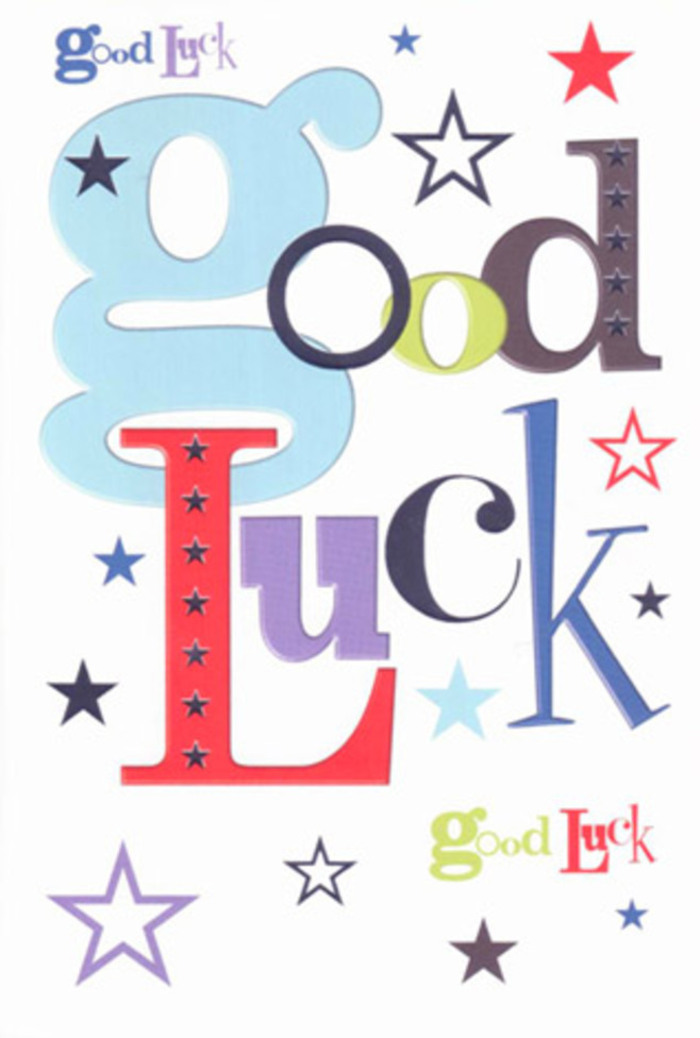 There is a bright, uplifting vibrancy that radiates from this luck-themed card-a celebration in print parallel to the spirited events found at Harrow on the Hill's town fairs and community picnics. The expansive white background hosts jubilant typography: broad, soft pastel blues, punctuated by striking reds and midnight blacks, leap out, while cheerful moss greens and sparkling violets wind through the lettering. The stars-peppered across the surface in navy, indigo, lemony yellow, and lavender-evoke both the festive twinkling lights over Harrow High Street and the quiet promise of a night brimming with possibility. The card feels modern yet deeply connected to its roots; every letter and star seems to join in a gentle chorus, urging loved ones forward with hope and belief. The card's surface, smooth and substantial, calls to mind the freshness and care present in every bouquet prepared by Florist Harrow on the Hill, making it a quintessential token for moments of transition, great or small.